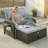 Patio Rattan Daybed, 3-in-1 Convertible Wicker Outdoor Daybed With Storage Ottoman, Adjustable Backrest And Foldable Side Tables-1697984070
