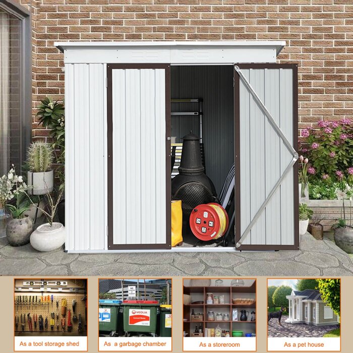 USeeworld 6 ft. W x 4 ft. D Metal Vertical Storage Shed & Reviews | Wayfair