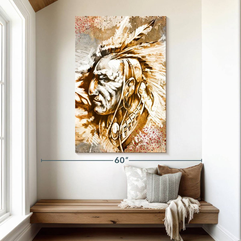 Lelar Native American Warrior, 51" H x 34" W