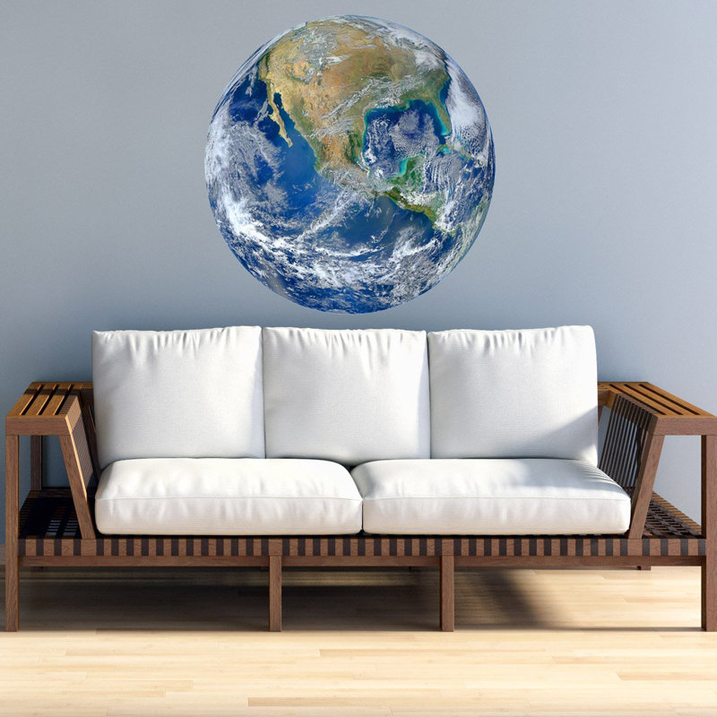 Adhésif décoratif 3D globe terrestre en vinyle, H 20 po x l 20 po