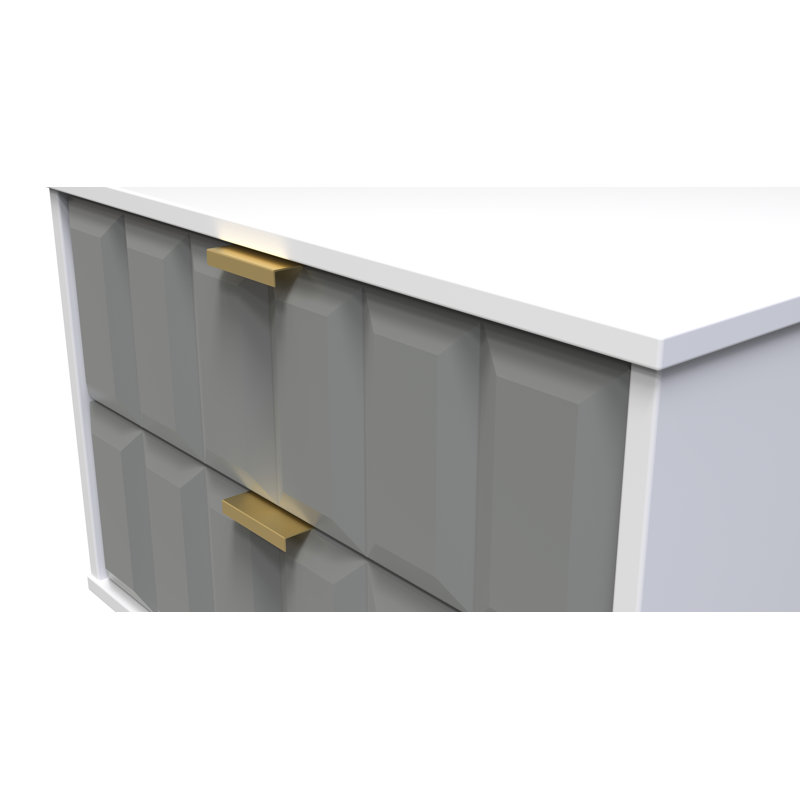 Allem 2 Drawer Midi Chest (Ready Assembled), Shadow Matt/White