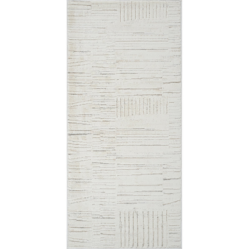 Tapis intérieur moderne, beige crème., Tapis de couloir 2 pi 3 po x 5 pi 1 po