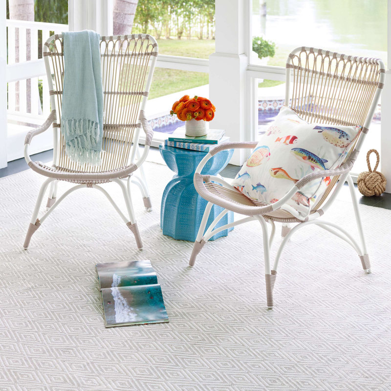 Handwoven Diamond Indoor/Outdoor Rug, Rectangle 8'6" x 11'6", Platinum