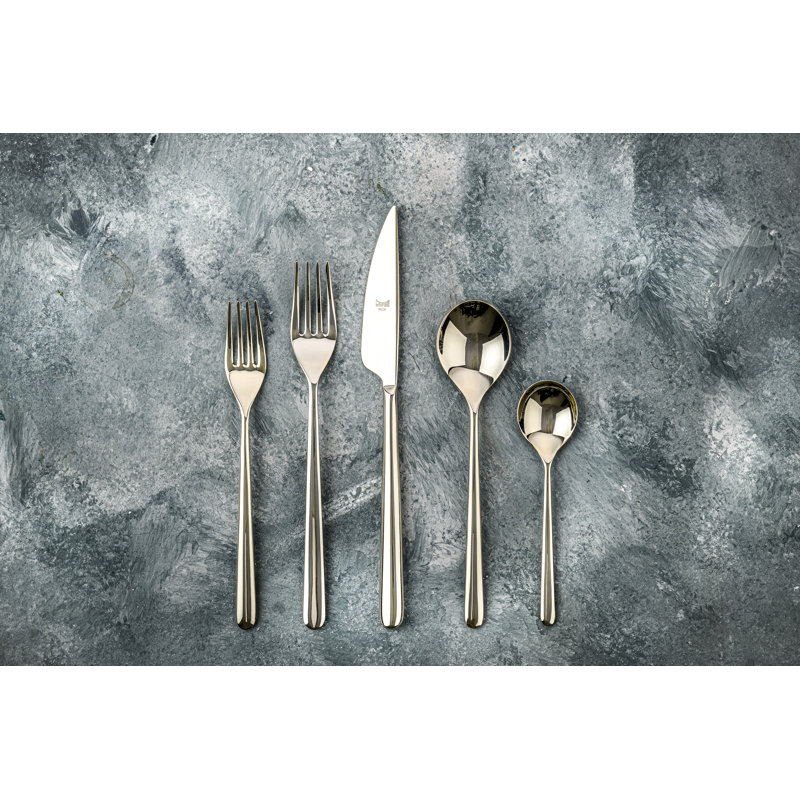 Linea Cutlery Set 5 Pcs Linea Ice Oro Nero Black, Champagne