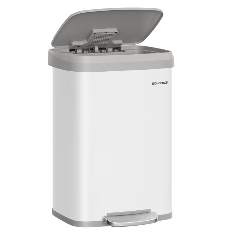 Brunhild Metal Step On Kitchen Trash Can - 50L, White