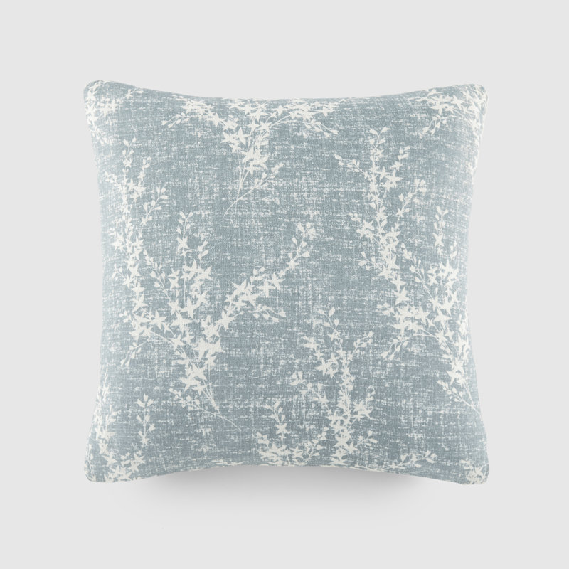 Elegant Patterns Cotton Decor Throw Pillow in Willow, Blue