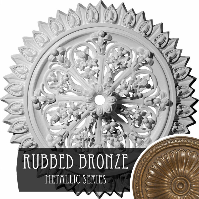 Médaillon de plafond Endurathane Lariah, 24 3/4 po de diamètre extérieur 1 3/8 po x P 3 1/4 po (convient aux auvents jusqu'à 1 3/8 po), finition bronze frotté peint à la main