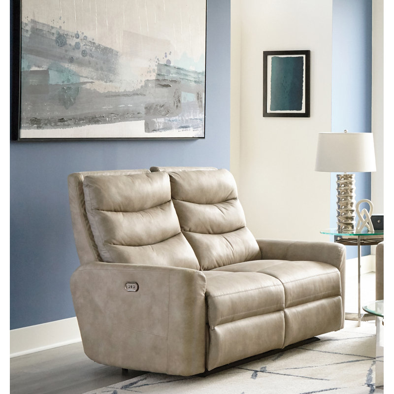 Causeuse inclinable à accoudoirs arrondis 56 po, Électrique, Beige