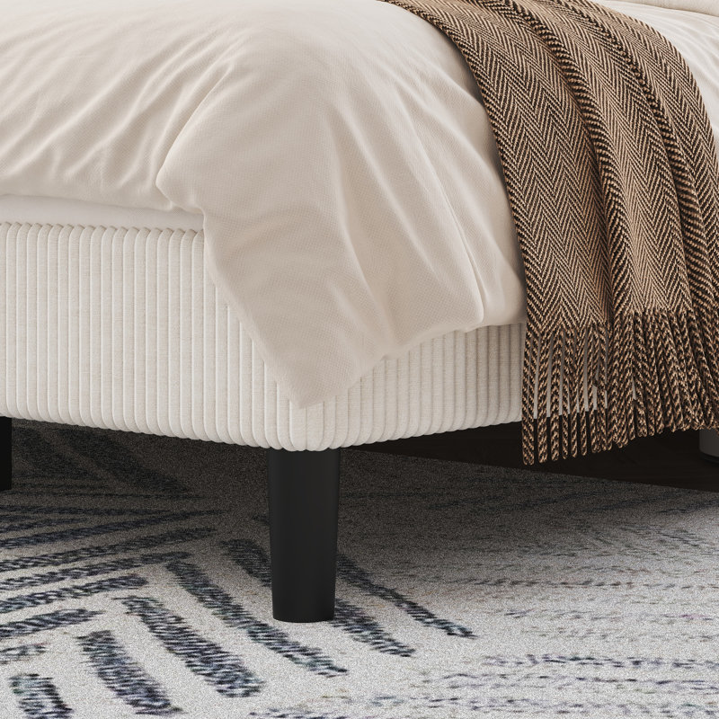Lit plateforme tapissier Crofford, Blanc, Grand lit