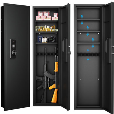 53" Wall Mounted Cash Safe - Touch Screen, Theft, Heavy-duty   In With Alarm And Customized Space Entry, Secure