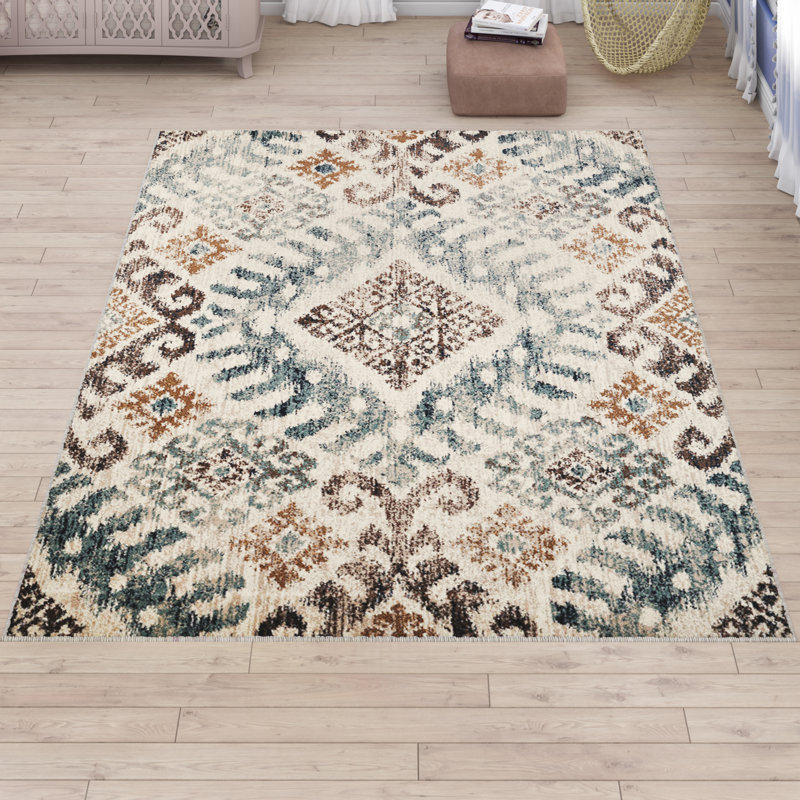 Tapis beige à motif géométrique Farwa, Rectangle 7 pi 10 po x 10 pi 6 po