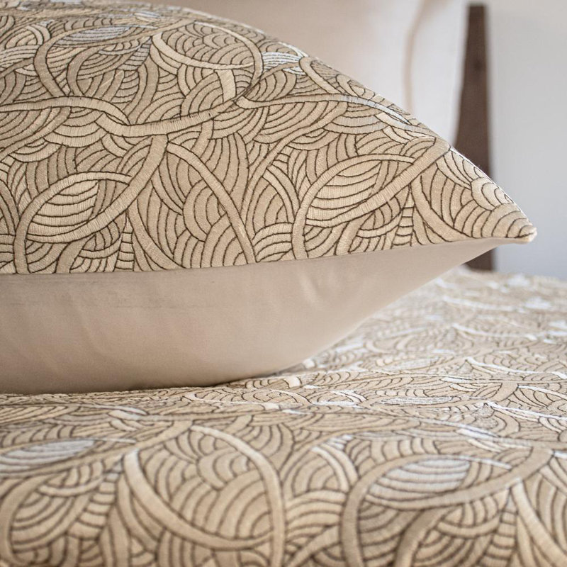 La Sirene Square Pillow Cover & Insert, Soft Gold