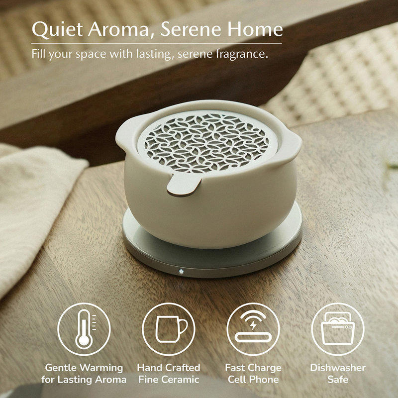 Jun Self-Heating Diffuser Set - Jasmine White, White