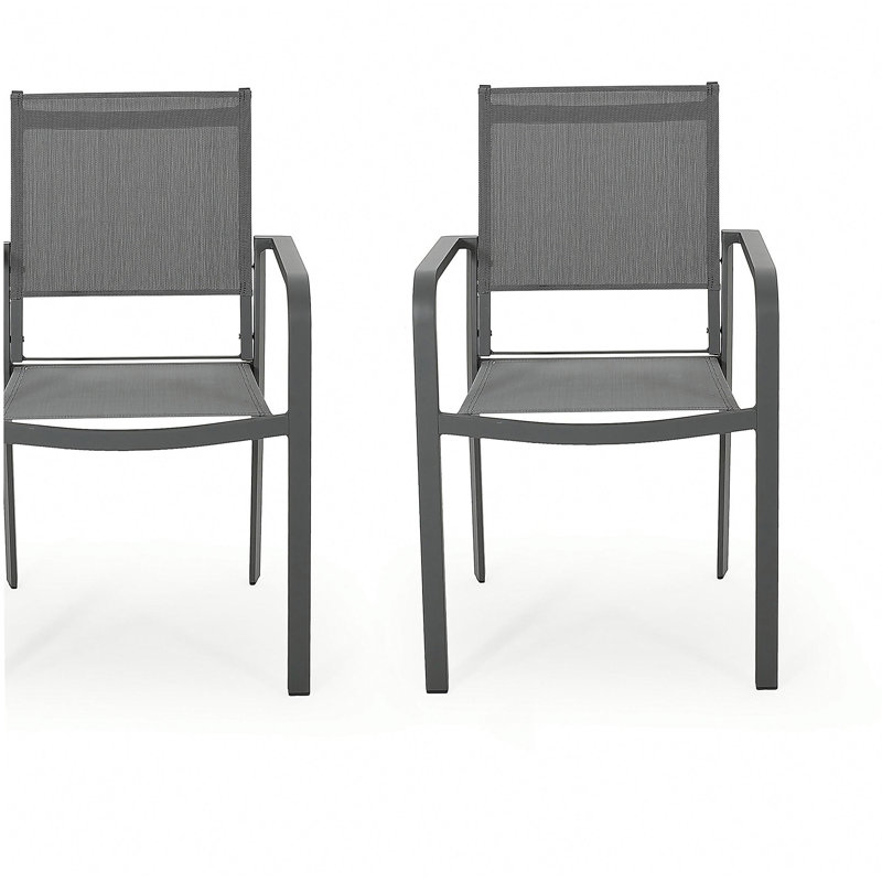 Chaise d'extérieur moderne en alliage d'aluminium, siège en filet, ensemble de deux