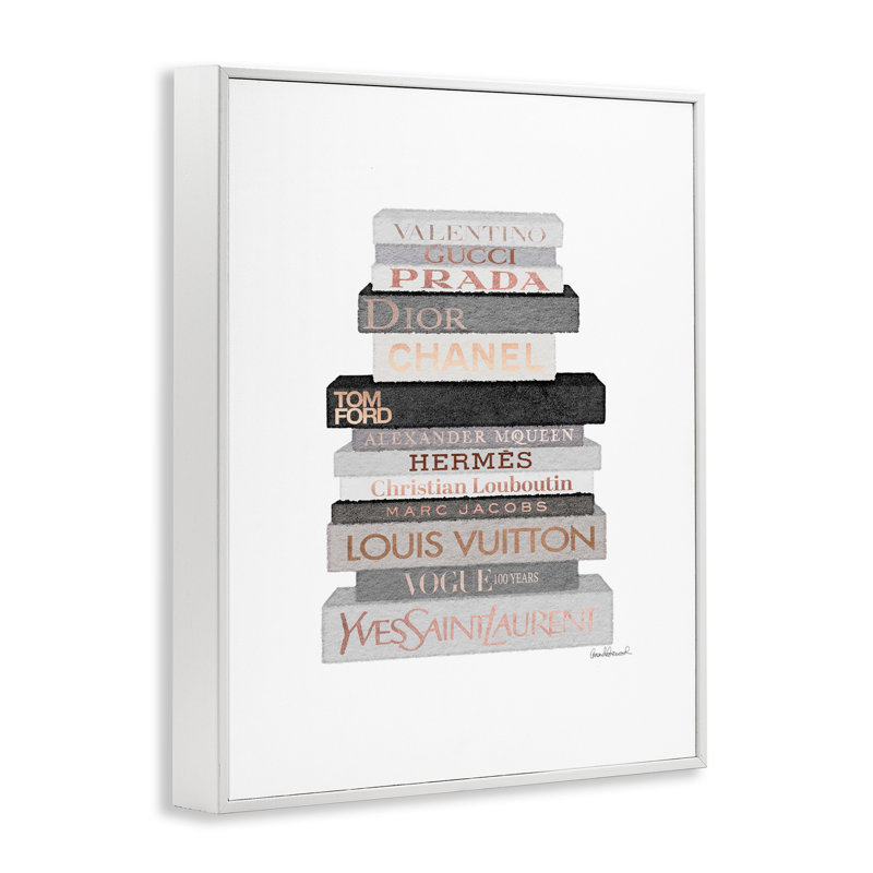 «Bookstack», reproduction, H 20 po x l 16 po, Giclée encadrée blanc bord de mer