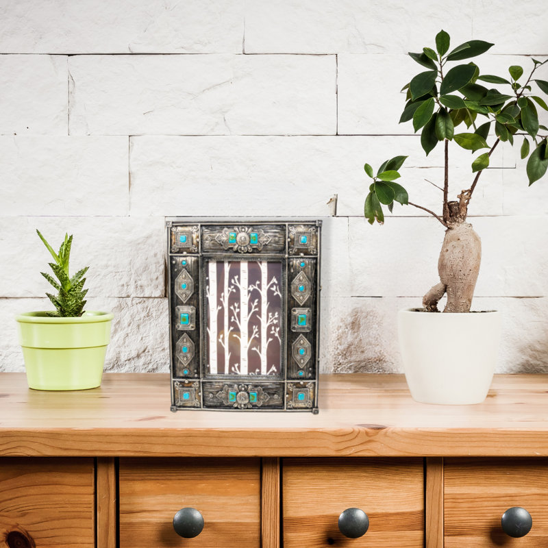 Cadre de table en résine avec motif sud-ouest turquoise