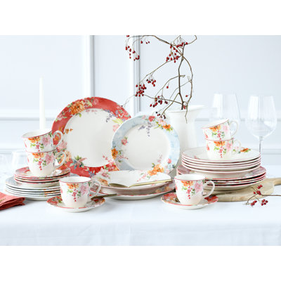 30 Crimson 30 Piece Dinnerware Set