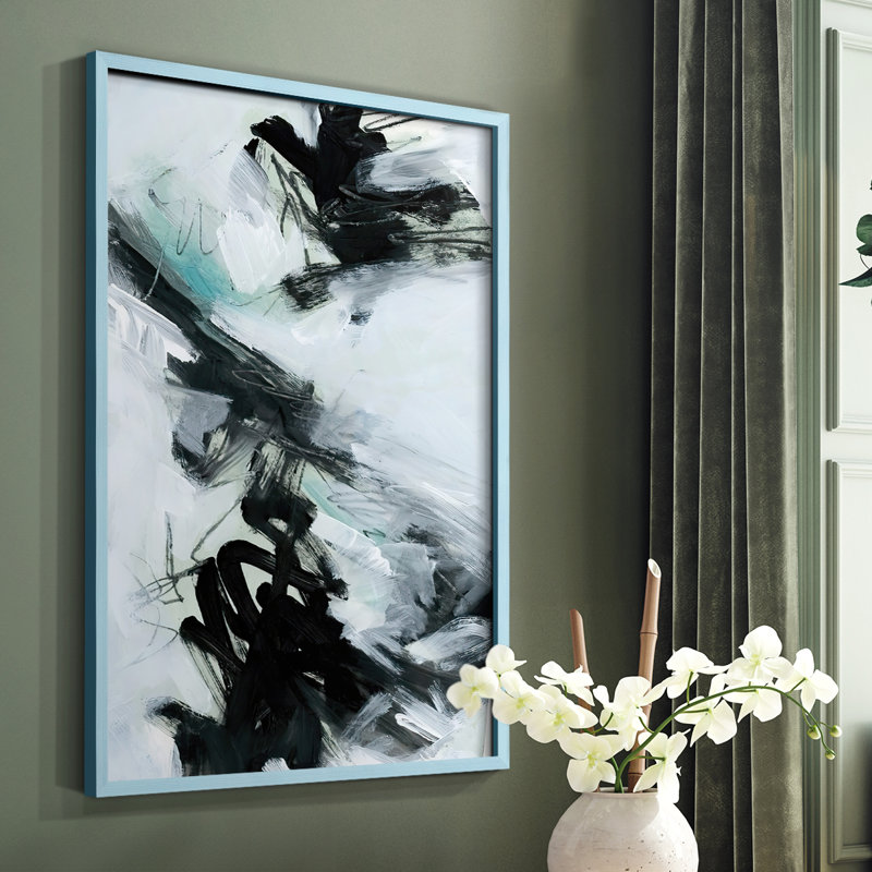 Reproduction encadrée océan actuel I - bois massif, Cadre simple bleu, H 10 po x l 8 po