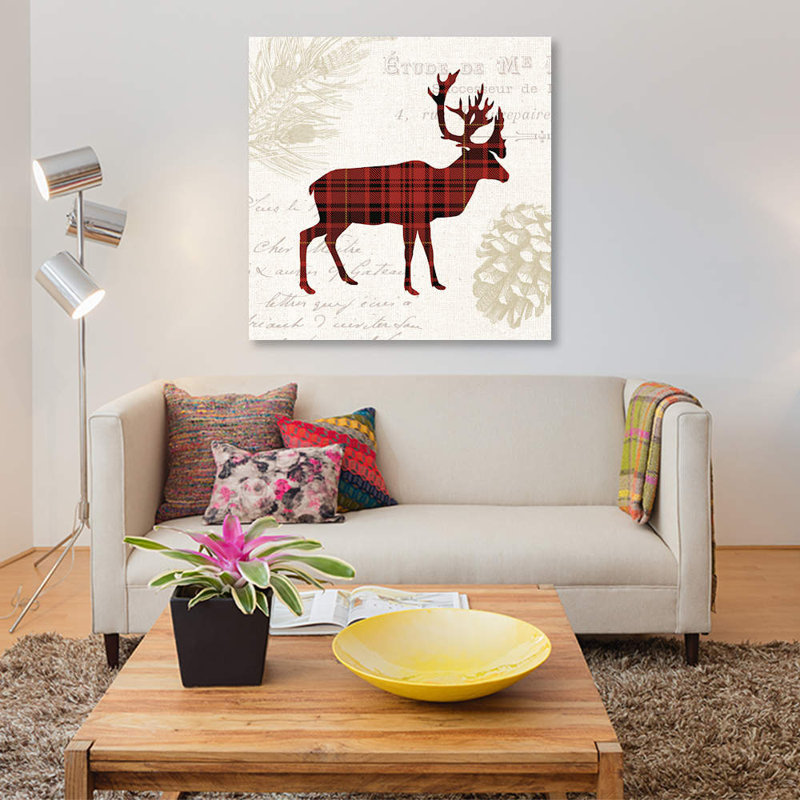 Plaid Lodge I by Wild Apple Portfolio - Print on Canvas, 45.72 cm H x 45.72 cm W x 3.175 cm D, No Frame