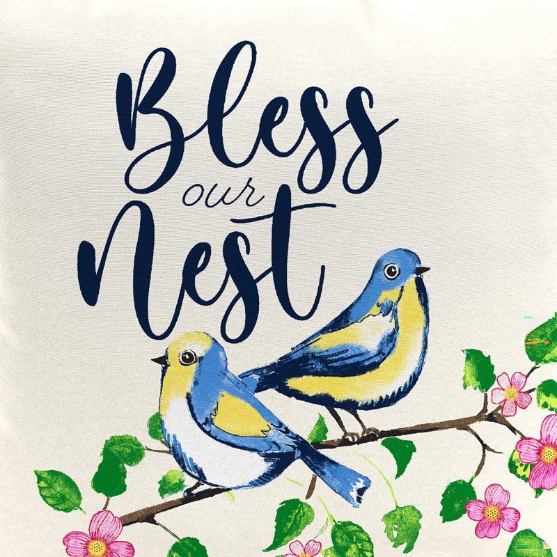 16" x 16" Outdoor Throw Pillow with Welt, Bless Our Nest Reversible