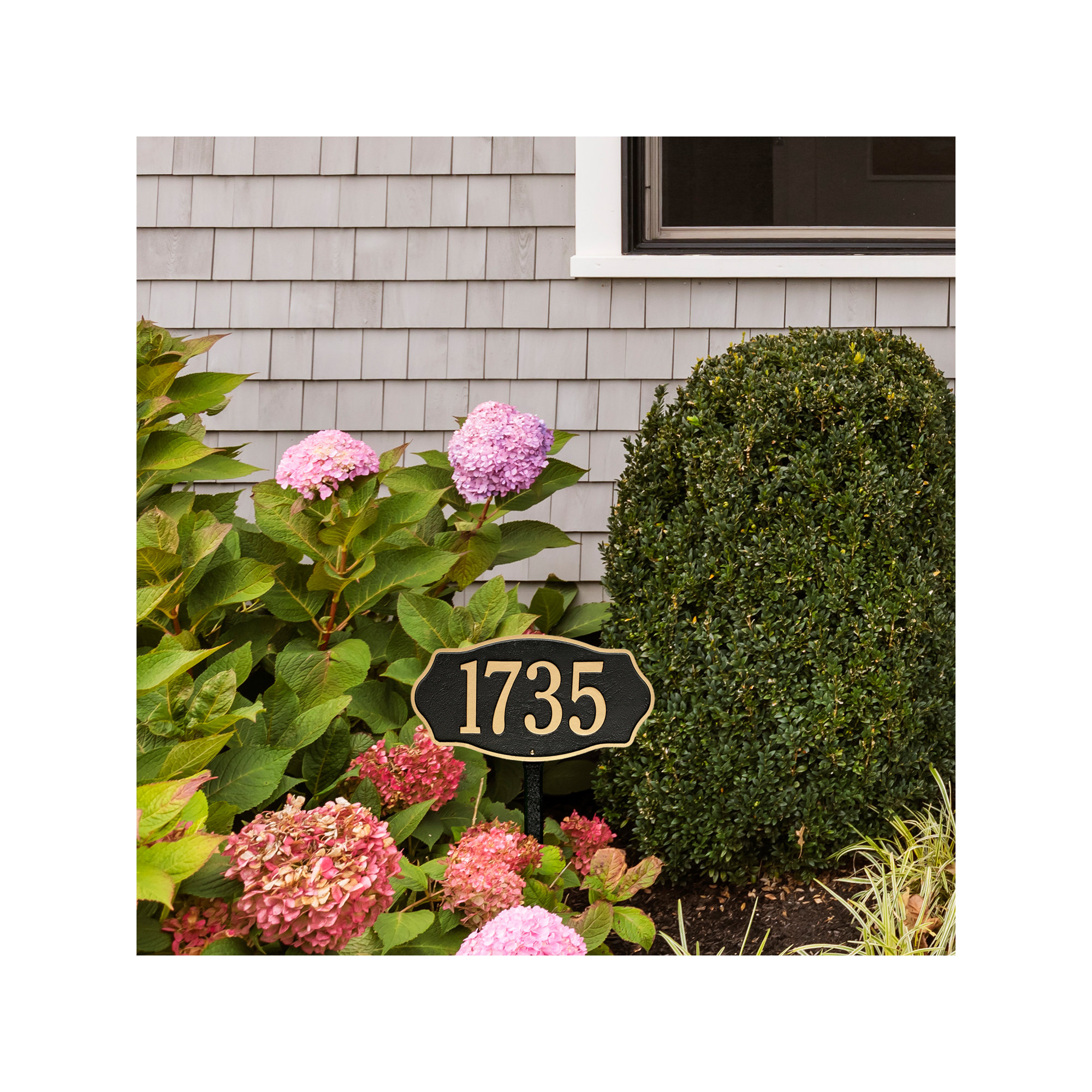 Hampshire 1-Line Lawn Address Sign, Yes, Black/Gold