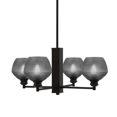 Edge 4 Light Chandelier With 6" Glass