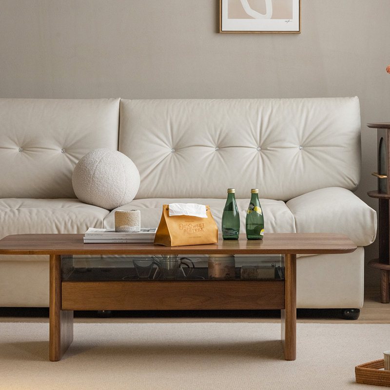Simple black walnut solid wood coffee table