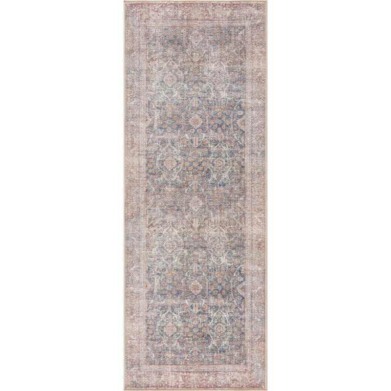 Avel Moroccan Machine Washable Beige Area Rug, Runner 2'7" x 7'3"