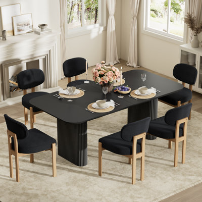 70.9 " Rectangular Double Pedestal Dining Table Set for 4-6