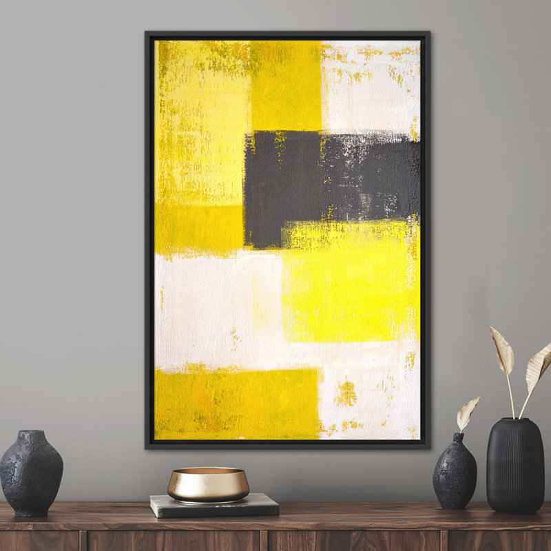 Art abstrait géométrique moderne - affiche murale de luxe sur toile, Noir, Reproduction encadrée sans passe-partout
