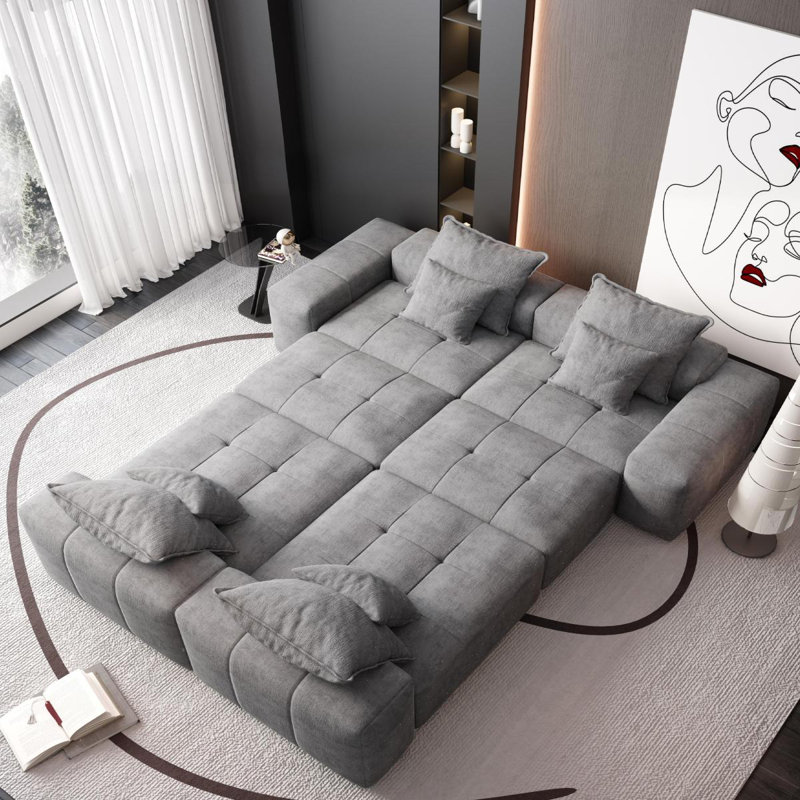 Canapé modulaire surdimensionné 8 pièces en tissu de chenille étincelant avec 8 coussins de 98,43 po Roseat Boneless, Gris