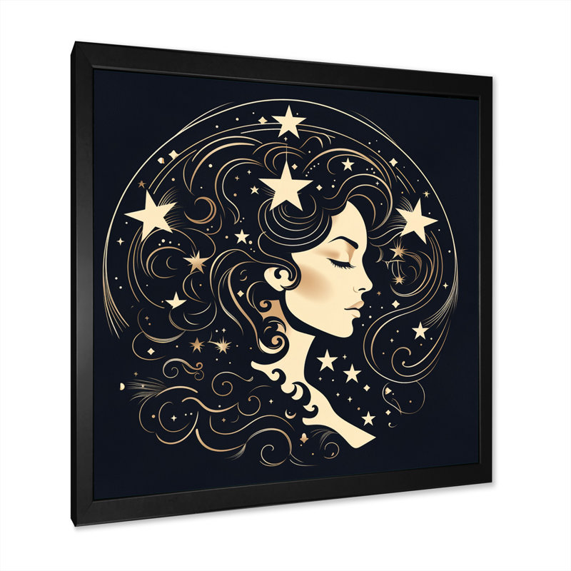 Astrologique Stargazer V, Cadre simple noir, H 24 po x l 24 po x P 1 po