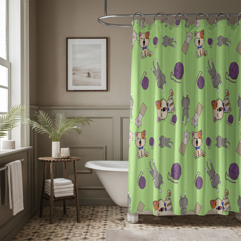 Rideau de douche standard 1 pièce Kitty Love, H 74 po x l 71 po