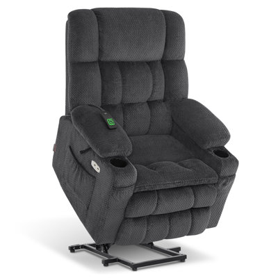 Large Dual Motor Power Lift Recliner Infinite Position with Massage and Heat for Tall People, Fabric