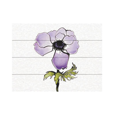 Shirley Novak, anémone mauve I, art en lattes de bois