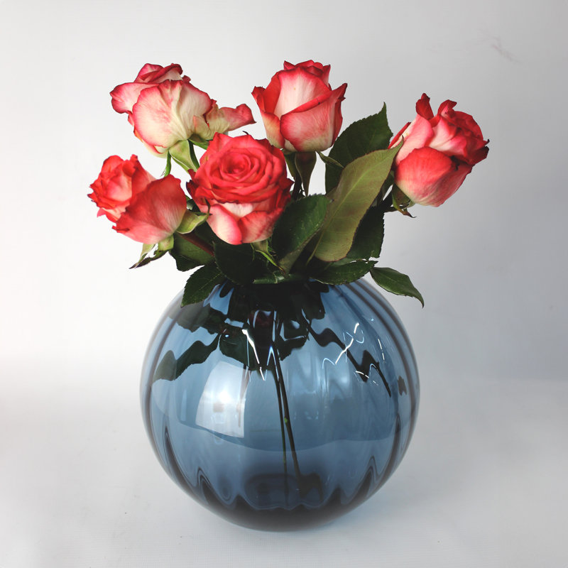 Damaiya Handmade Glass Table Vase, Blue / White / Grey