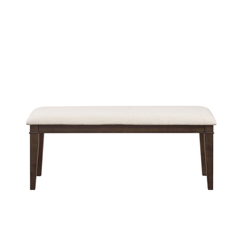 48-Inch Bench With Dark Brown Finish And Beige Upholstered Seat For Dining Stability 48" Fabric Lasting Appeal