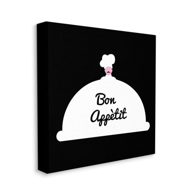 «Bon Appetit», phrase, moustache, chef, conception moderne, ferme surdimensionnée rustique sur toile encadrée, art texturé par Atelier Posters