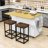 Rijwana 4 Drawers Kitchen Island Set With Drop Leaf And 2 Seatings-1204811451