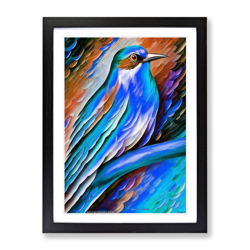 Bird Portrait No.5 - Wall Art, Black Framed, 48cm H x 36cm W, White