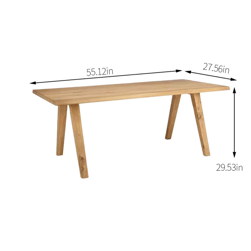 Khaiya Ash Solid Wood Dining Table, 27.56" W x 55.12" L