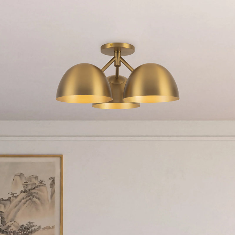 Fosso 17-in Gold Semi-Flush Mount, Brushed Gold