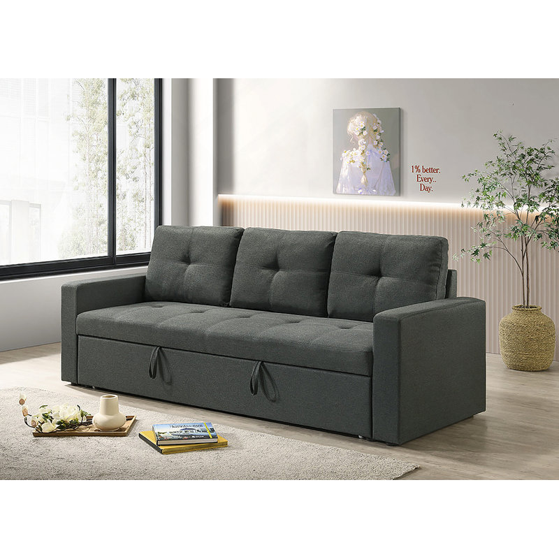 Canapé-lit en tissu de 83,5 pouces de large Bergamo avec coussins capitonnés pour une assise confortable et une conversion facile au lit