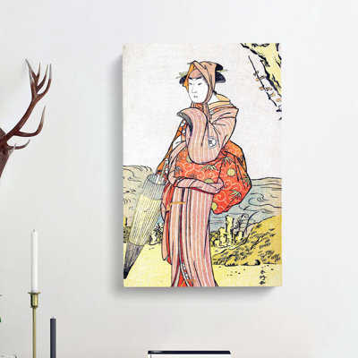 Standing Under A Plum Tree by Katsukawa Shunko - Wrapped Canvas