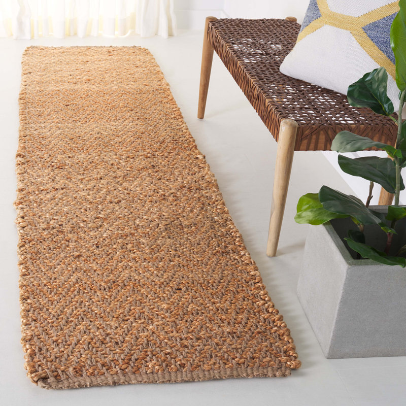 Borrego Natural Fiber Hand Woven Jute Chevron Rug, Runner 2'3" x 9'