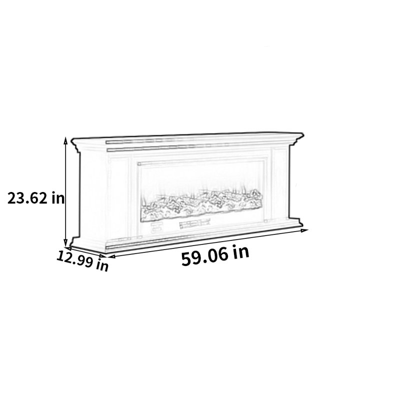 Meuble télé American Fireplace, Ivoire ivoire, 59.06"