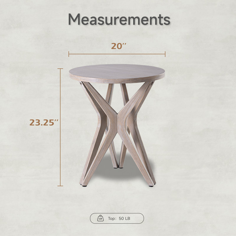 Moty Crossed Legs Round End Table, with Tripod Base for Modern Farmhouse, Boho, Gray