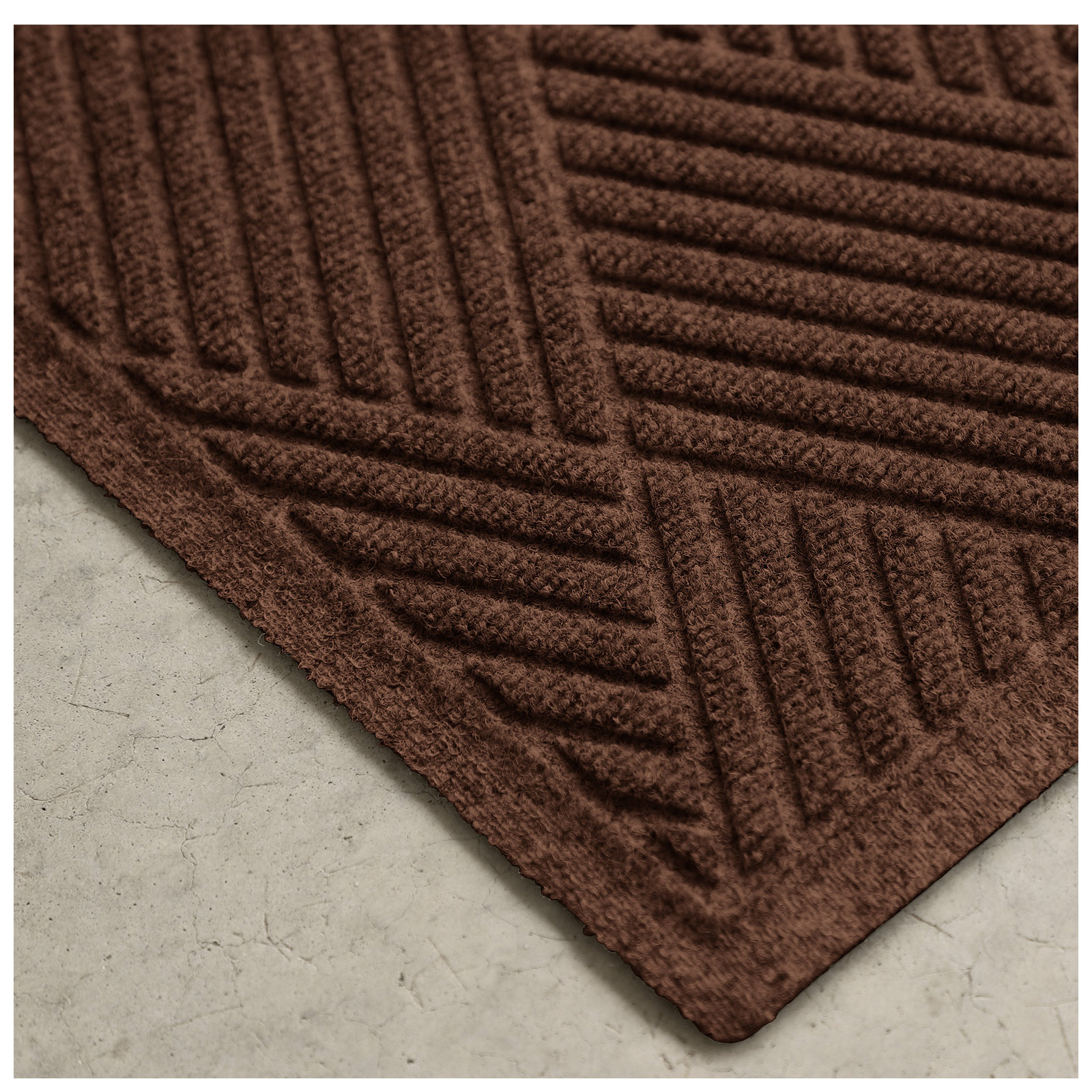 Waterhog Diamonds Indoor Outdoor Doormat, Dark Brown, Half Oval 24" x 39"