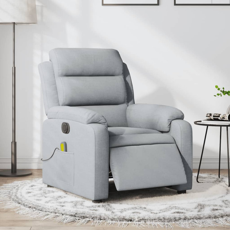 Fauteuil de massage inclinable électrique, Polyester gris clair