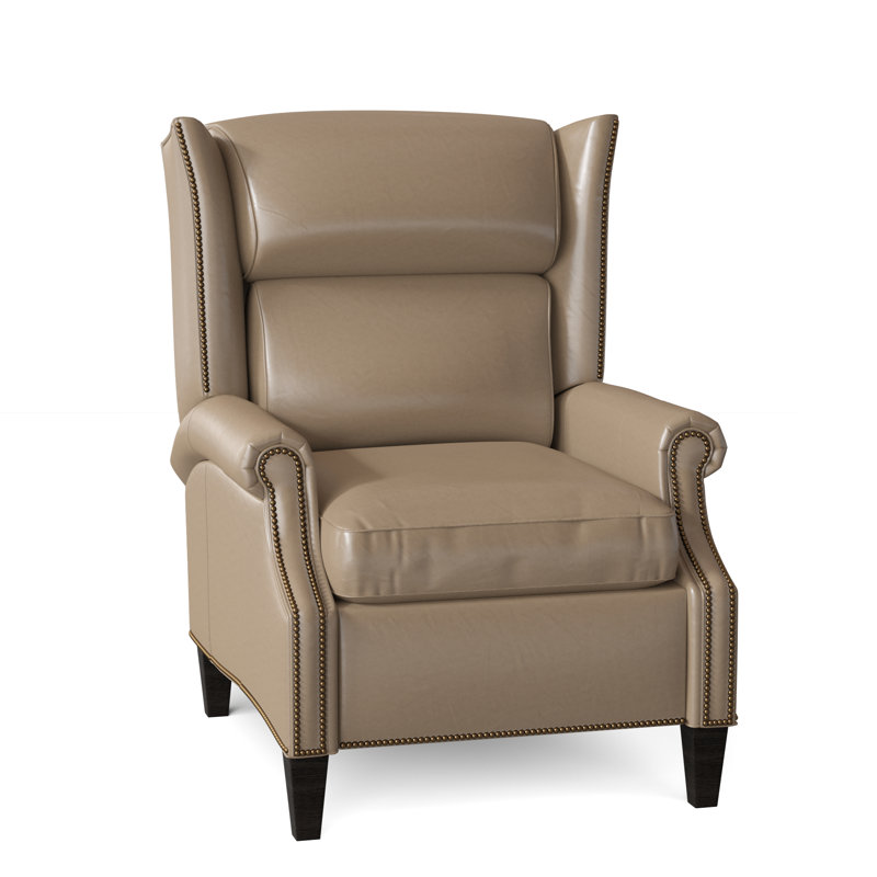 Vassilios Power Recliner, #9 French Natural, Anilina Hunter Genuine Leather, Cobblestone